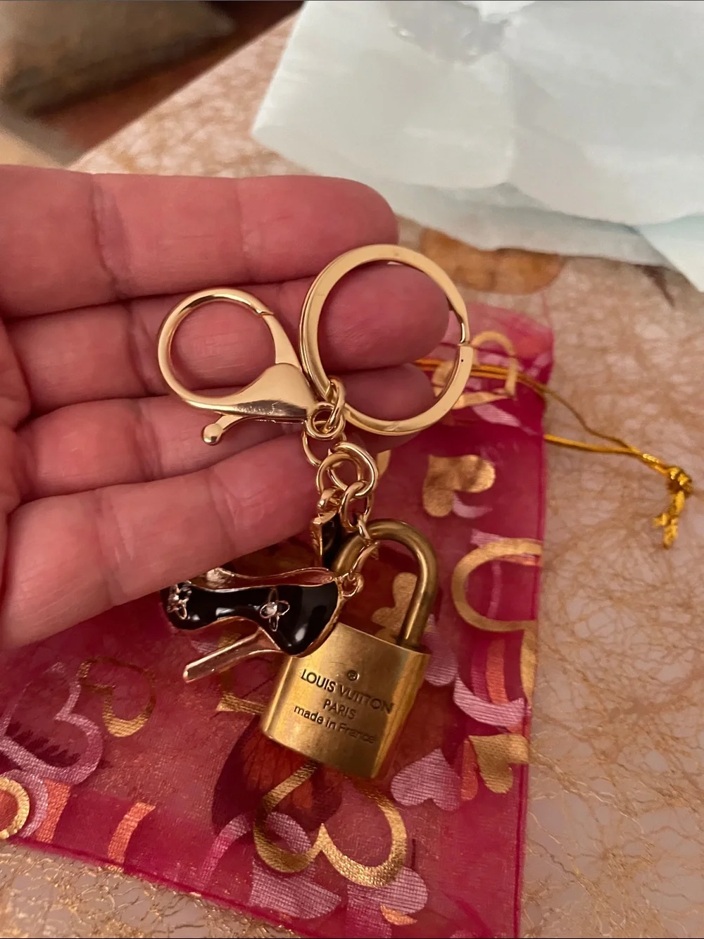 Louis Vuitton Gold Padlock Keychain Charm